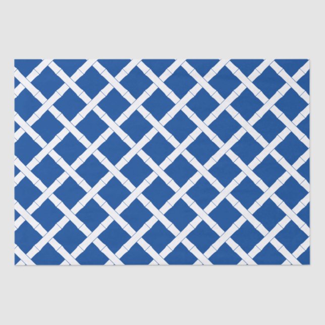 Blue And White Bamboo Trellis Pattern Tissue Paper (Front)
