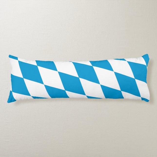 Blue and White Bavaria Diamond Flag Pattern Body Cushion (Front)