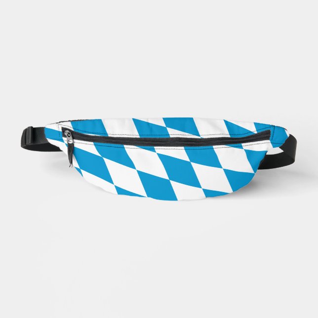 Blue and White Bavaria Diamond Flag Pattern Bum Bags (Front)