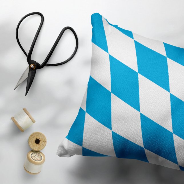 Blue and White Bavaria Diamond Flag Pattern Decorative Cushion (Creator Uploaded)