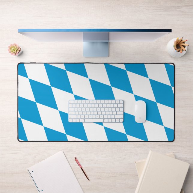 Blue and White Bavaria Diamond Flag Pattern Desk Mat (Office 1)