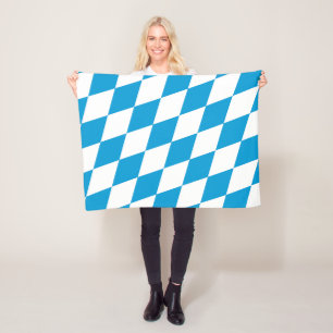 Blue and White Bavaria Diamond Flag Pattern Fleece Blanket