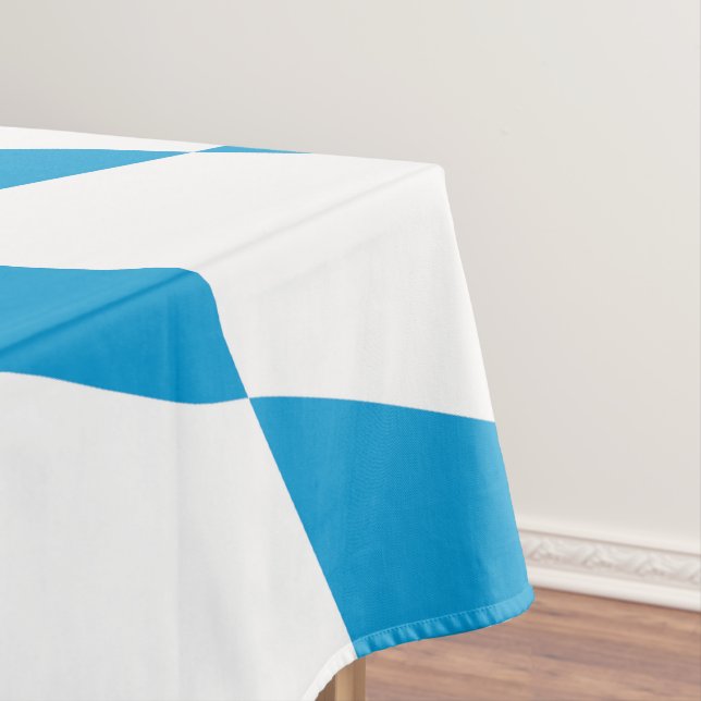 Blue and White Bavaria Diamond Flag Pattern Tablecloth (In Situ)