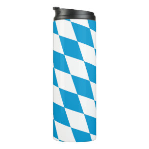 Blue and White Bavaria Diamond Flag Pattern Thermal Tumbler