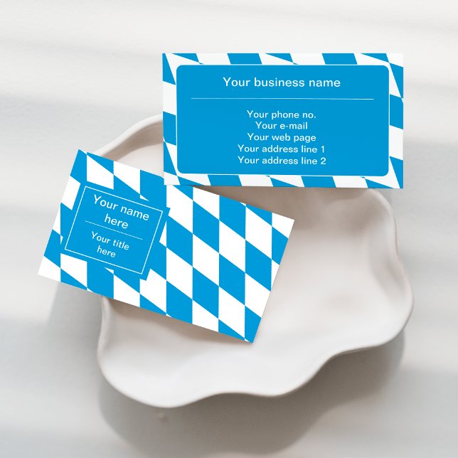 Blue and White Bavaria Flag Pattern Business Card (Creator Uploaded)