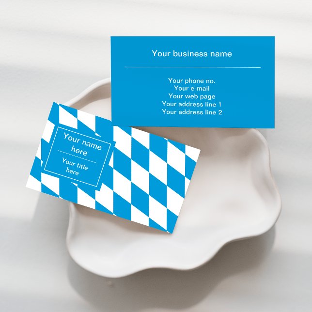 Blue and White Bavaria Flag Pattern Business Card (Creator Uploaded)