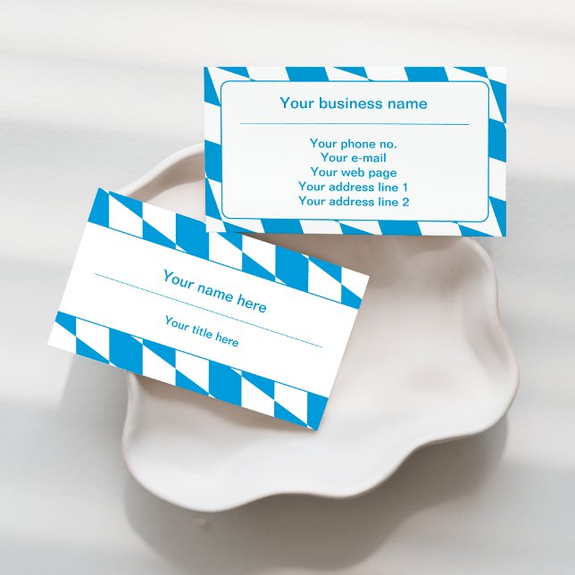 Blue and White Bavaria Flag Pattern Business Card (Creator Uploaded)
