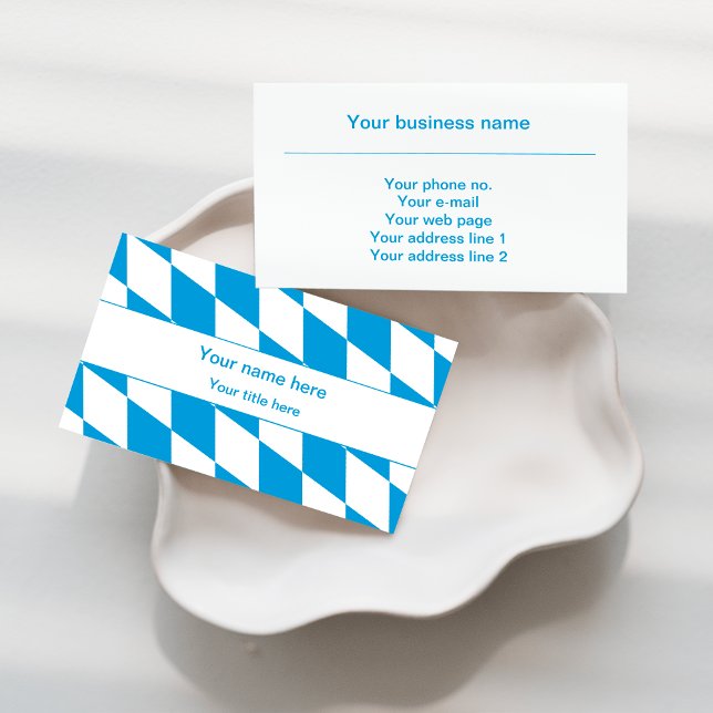 Blue and White Bavaria Flag Pattern Business Card (Creator Uploaded)