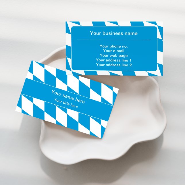 Blue and White Bavaria Flag Pattern Business Card (Creator Uploaded)