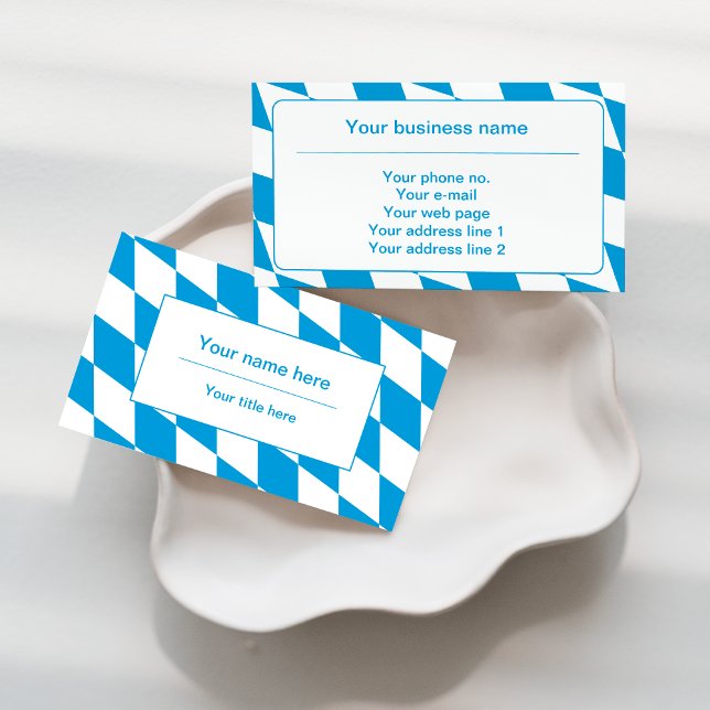 Blue and White Bavaria Flag Pattern Business Card (Creator Uploaded)