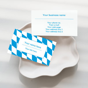 Blue and White Bavaria Flag Pattern Business Card