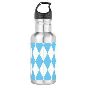 Blue and White Bavaria Rhombus Flag Pattern 532 Ml Water Bottle