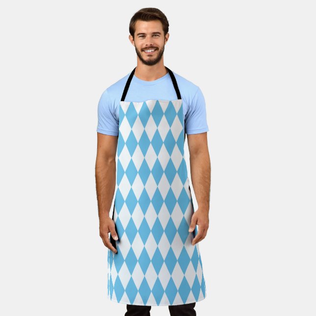 Blue and White Bavaria Rhombus Flag Pattern Apron (Worn)