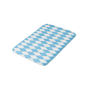 Blue and White Bavaria Rhombus Flag Pattern Bath Mat