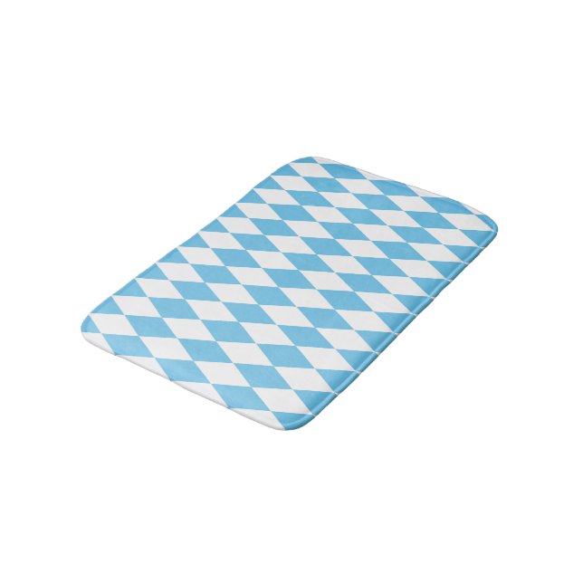 Blue and White Bavaria Rhombus Flag Pattern Bath Mat (Angled)
