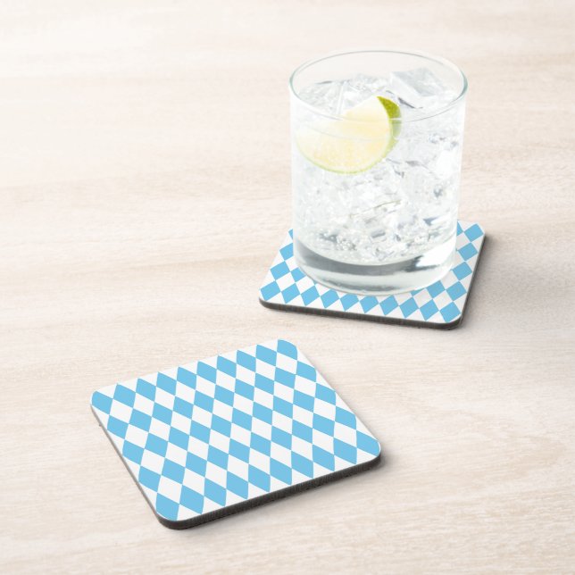 Blue and White Bavaria Rhombus Flag Pattern Coaster (Right Side)