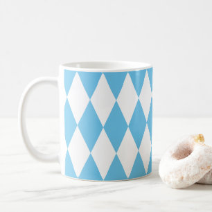 Blue and White Bavaria Rhombus Flag Pattern Coffee Mug