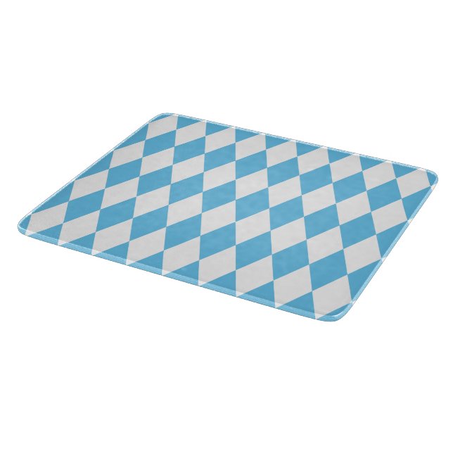 Blue and White Bavaria Rhombus Flag Pattern Cutting Board (Corner)