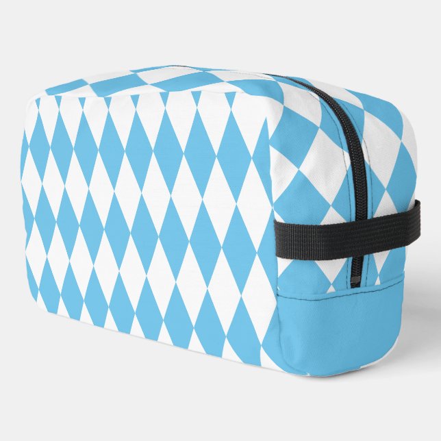 Blue and White Bavaria Rhombus Flag Pattern Dopp Kit (Left Corner)