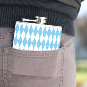 Blue and White Bavaria Rhombus Flag Pattern Hip Flask