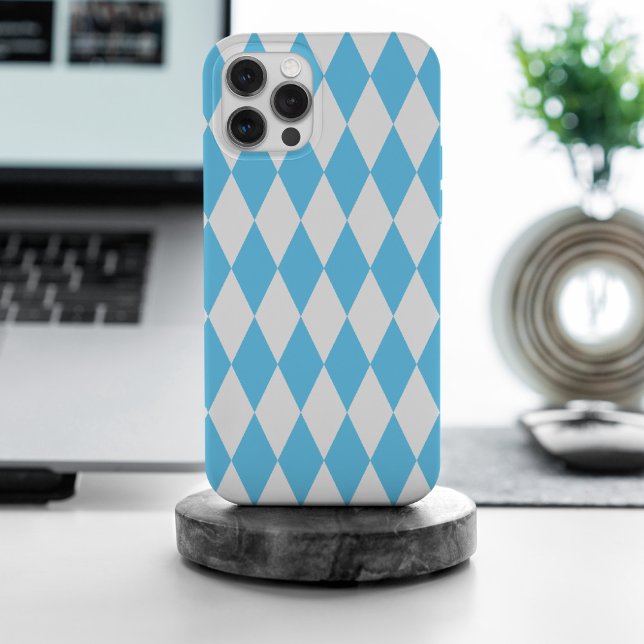 Blue and White Bavaria Rhombus Flag Pattern iPhone Case (Creator Uploaded)
