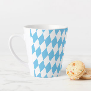 Blue and White Bavaria Rhombus Flag Pattern Latte Mug