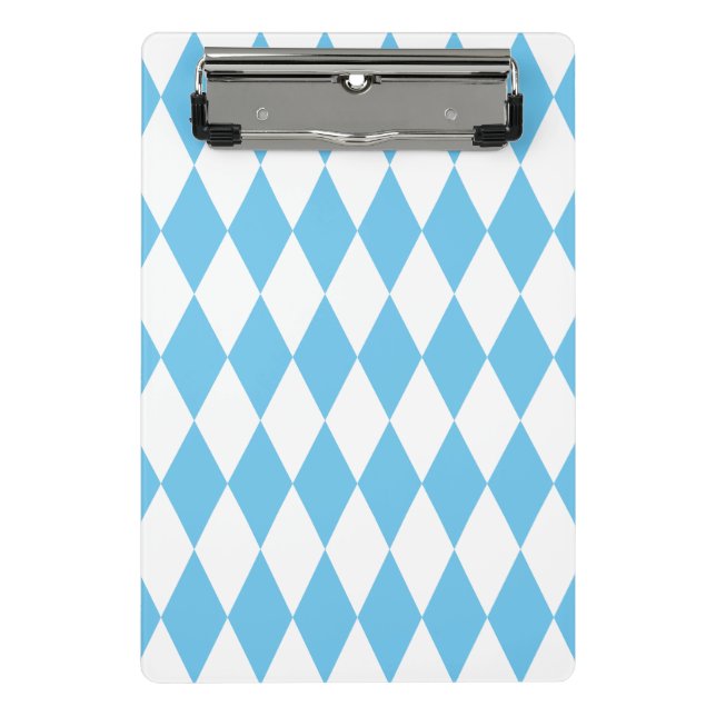 Blue and White Bavaria Rhombus Flag Pattern Mini Clipboard (Front)