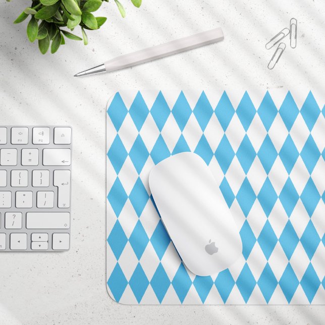 Blue and White Bavaria Rhombus Flag Pattern Mouse Pad (Creator Uploaded)