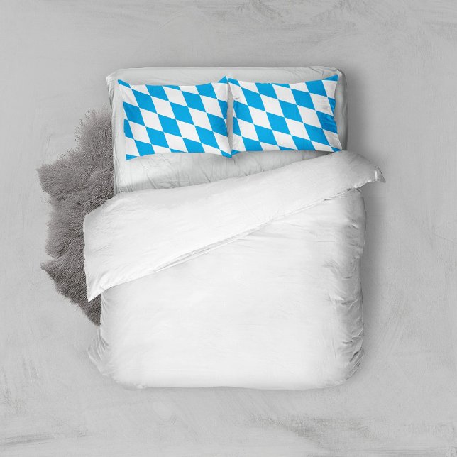 Blue and White Bavaria Rhombus Flag Pattern Pillowcase (Creator Uploaded)