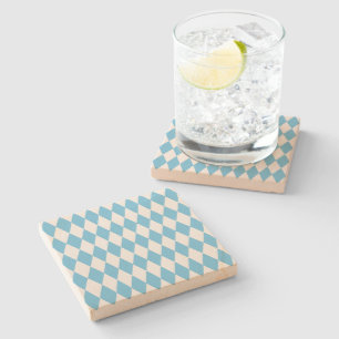 Blue and White Bavaria Rhombus Flag Pattern Stone Coaster