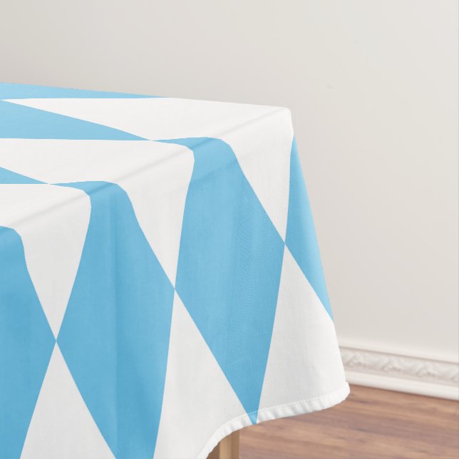 Blue and White Bavaria Rhombus Flag Pattern Tablecloth (In Situ)