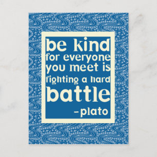 Blue and White Be Kind Quote Postcard