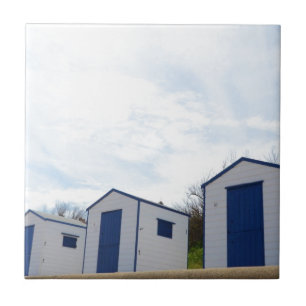 Blue And White Beach Huts Tile