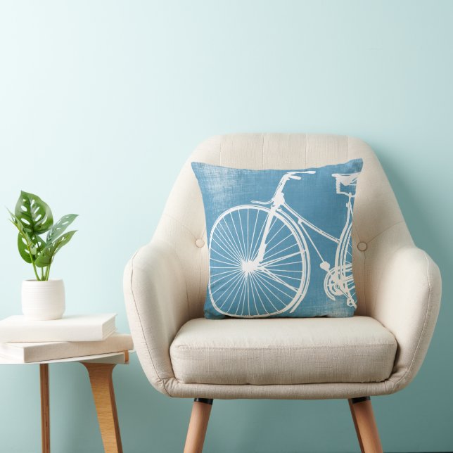 Blue and White Bicycle Pillow (Chair)