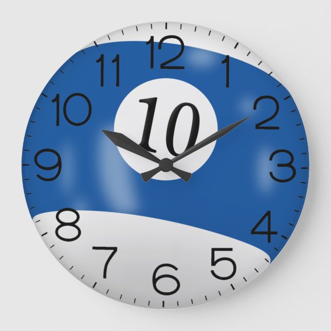Blue and White Billiard #11 Ball     Large Clock (Front)