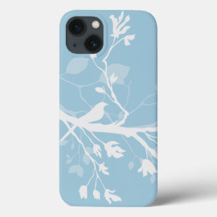 Blue and White Bird Branches iPhone 13 Case