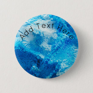 Blue and White Blended Abstract Art 6 Cm Round Badge
