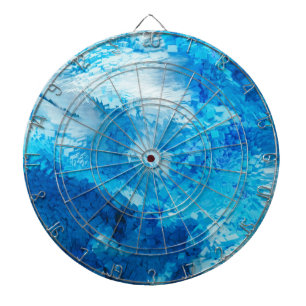 Blue and White Blended Abstract Art Dartboard