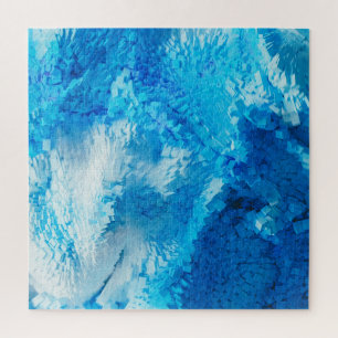 Blue and White Blended Abstract Art Jigsaw Puzzle