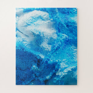 Blue and White Blended Abstract Art Jigsaw Puzzle