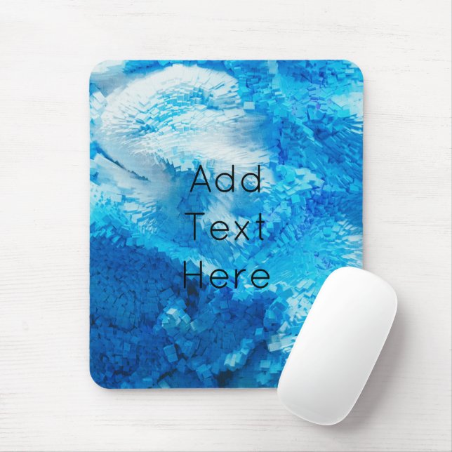 Blue and White Blended Abstract Art Mouse Pad (With Mouse)