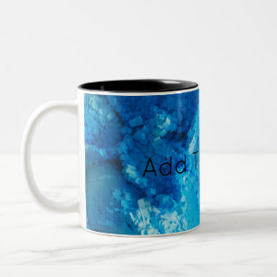 Blue and White Blended Abstract Art Two-Tone Coffee Mug