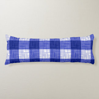Blue and White Bold Checkered Plaid Design  Body Cushion