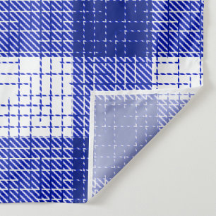 Blue and White Bold Checkered Plaid Design Fabric