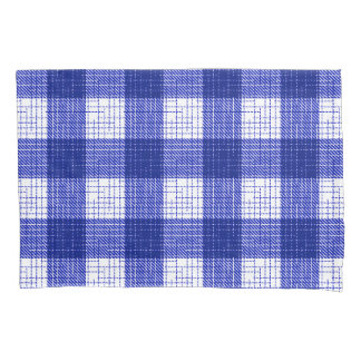 Blue and White Bold Checkered Plaid Design  Pillowcase