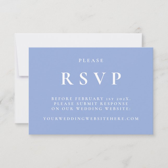 Blue and White Botanical Elegant Wedding RSVP Card (Front)