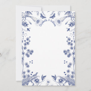 Blue and White Botanical Garden Flat Note Thank You Card