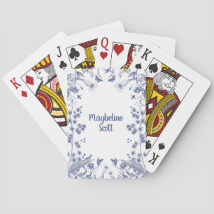 Blue and White Botanical Garden Personalised  Playing Cards