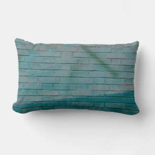 Blue and white brick wall lumbar cushion