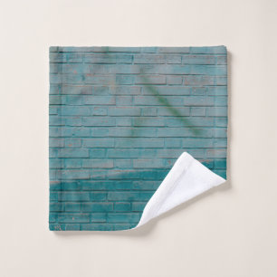 Blue and white brick wall wash cloth